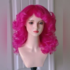 70s Hot Pink HardFront Wig